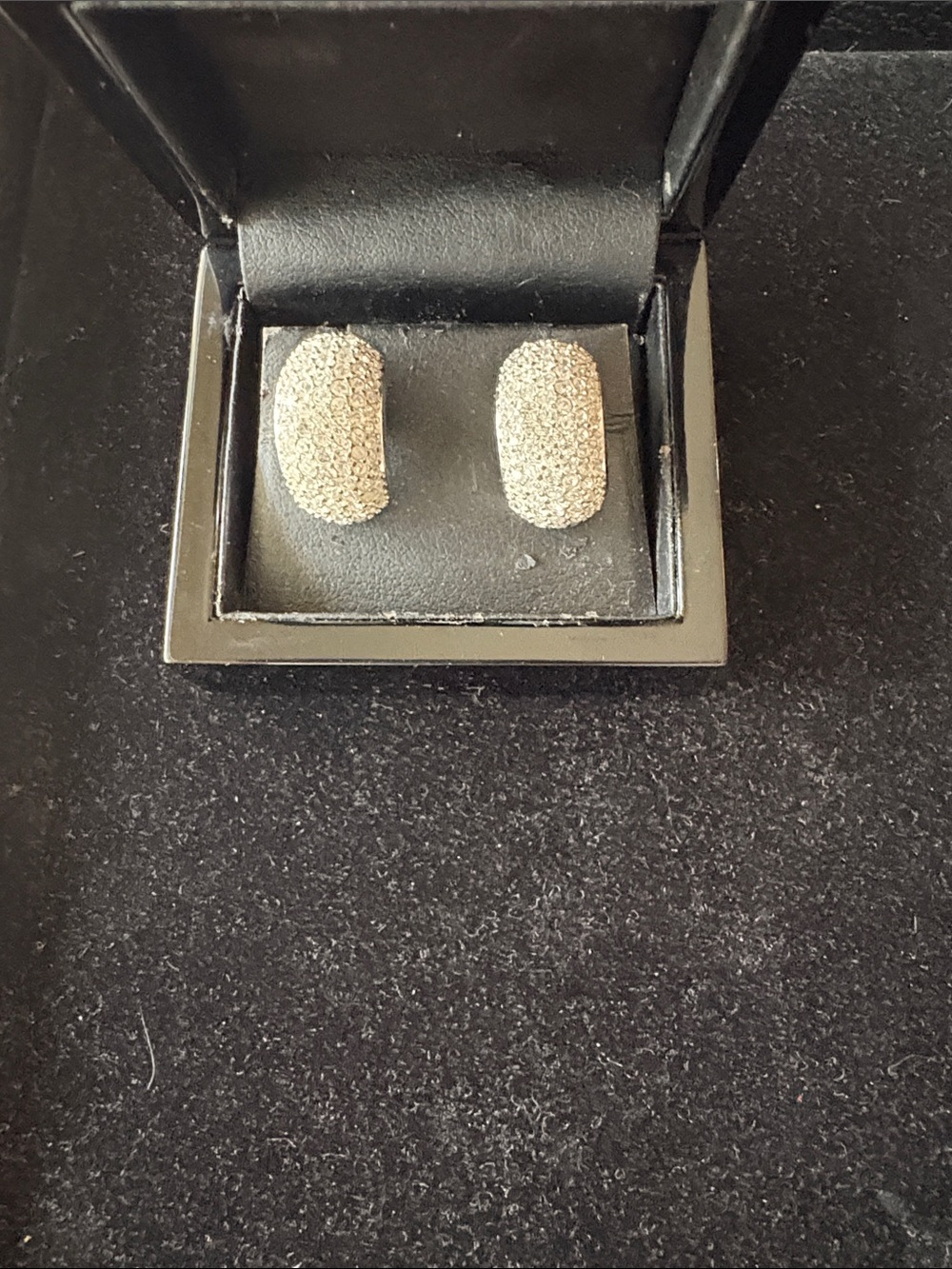 Classic Pavé Dome Hoop Earrings in silver tone